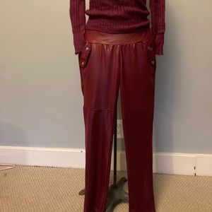 Ladies Shiny Pants Size M, Wine